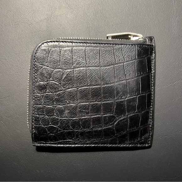 Saint Laurent Black Crocodile-Embossed Card Holder - Picture 2 of 4